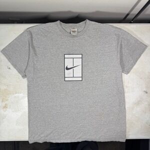 Vintage Y2K Nike Court Swoosh White Tag Grey Shirt Size XL